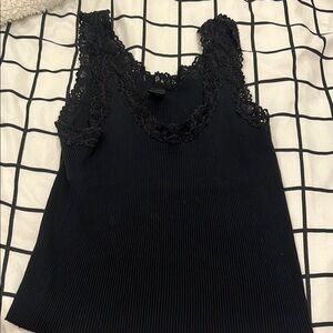 Elegant Black Lace Trim Top From Banana Republic